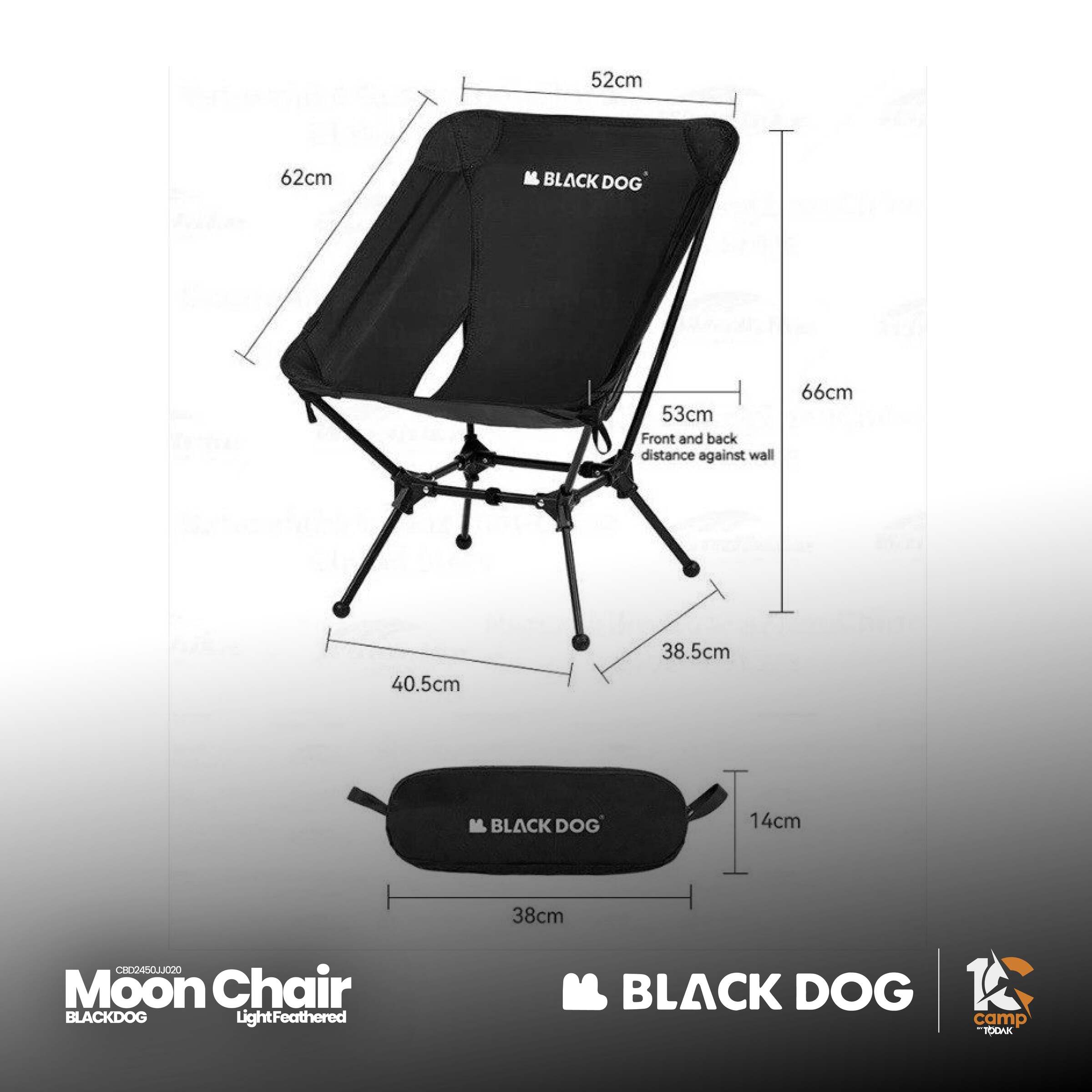 Kerusi Camping Ringan Blackdog Light Feathered Moon Chair