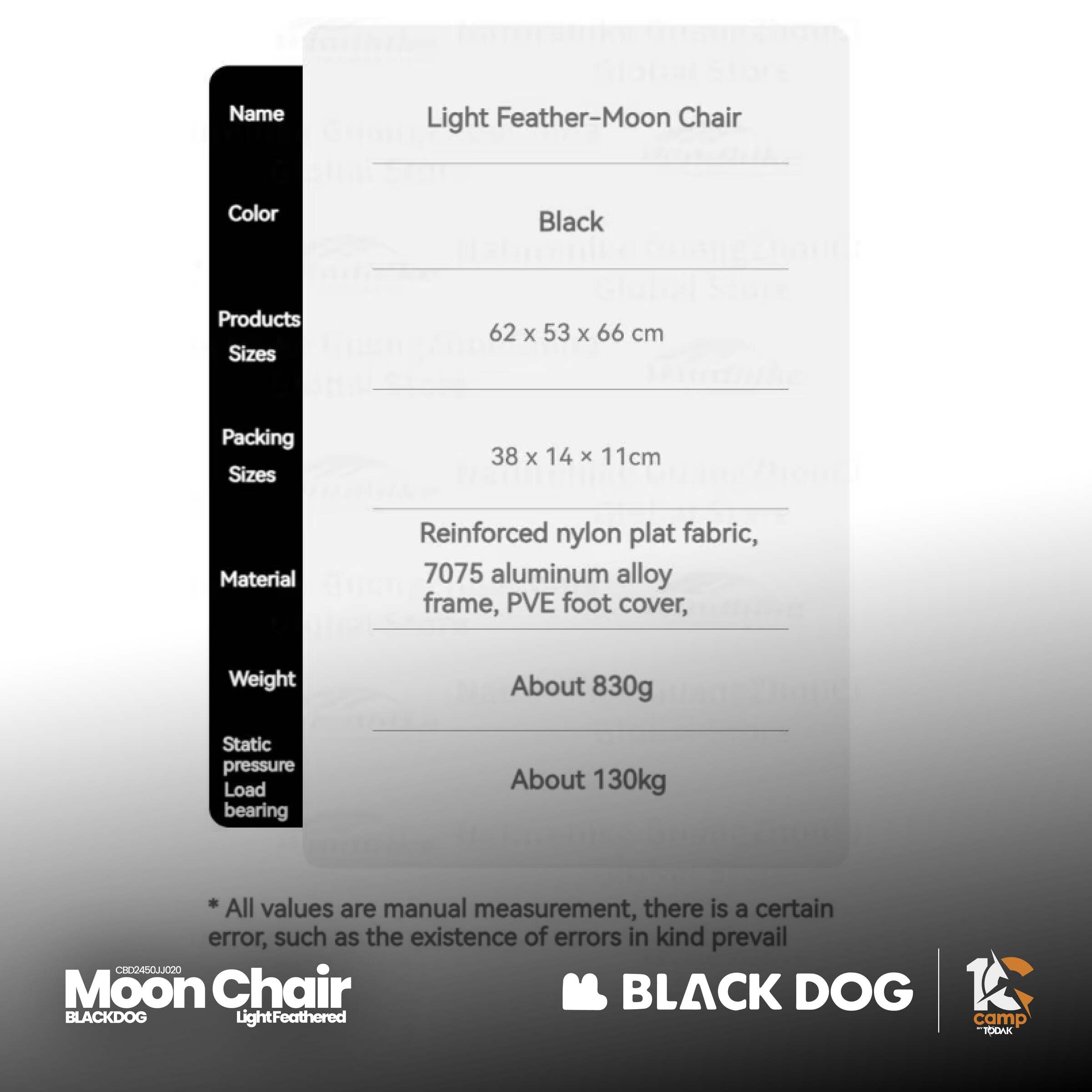 Kerusi Camping Ringan Blackdog Light Feathered Moon Chair