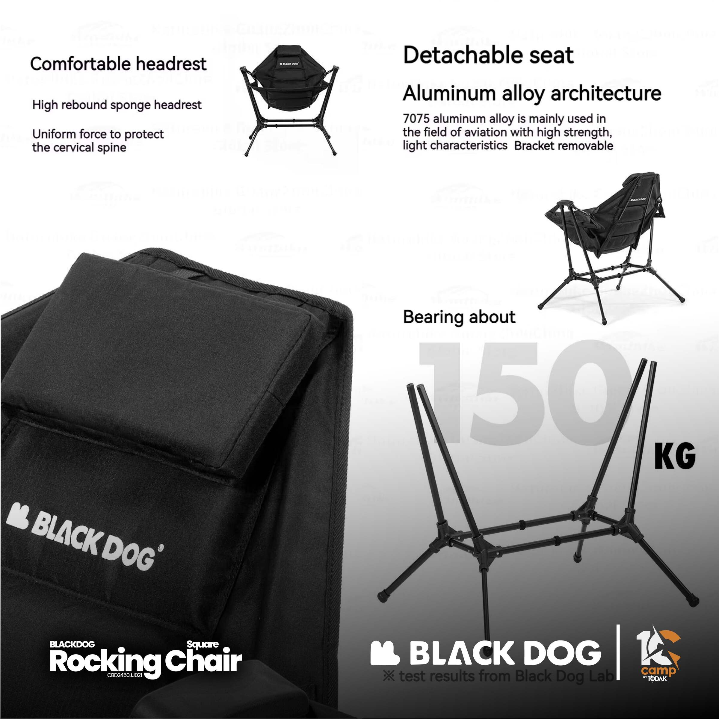 Kerusi Goyang Lipat Blackdog Square Rocking Chair