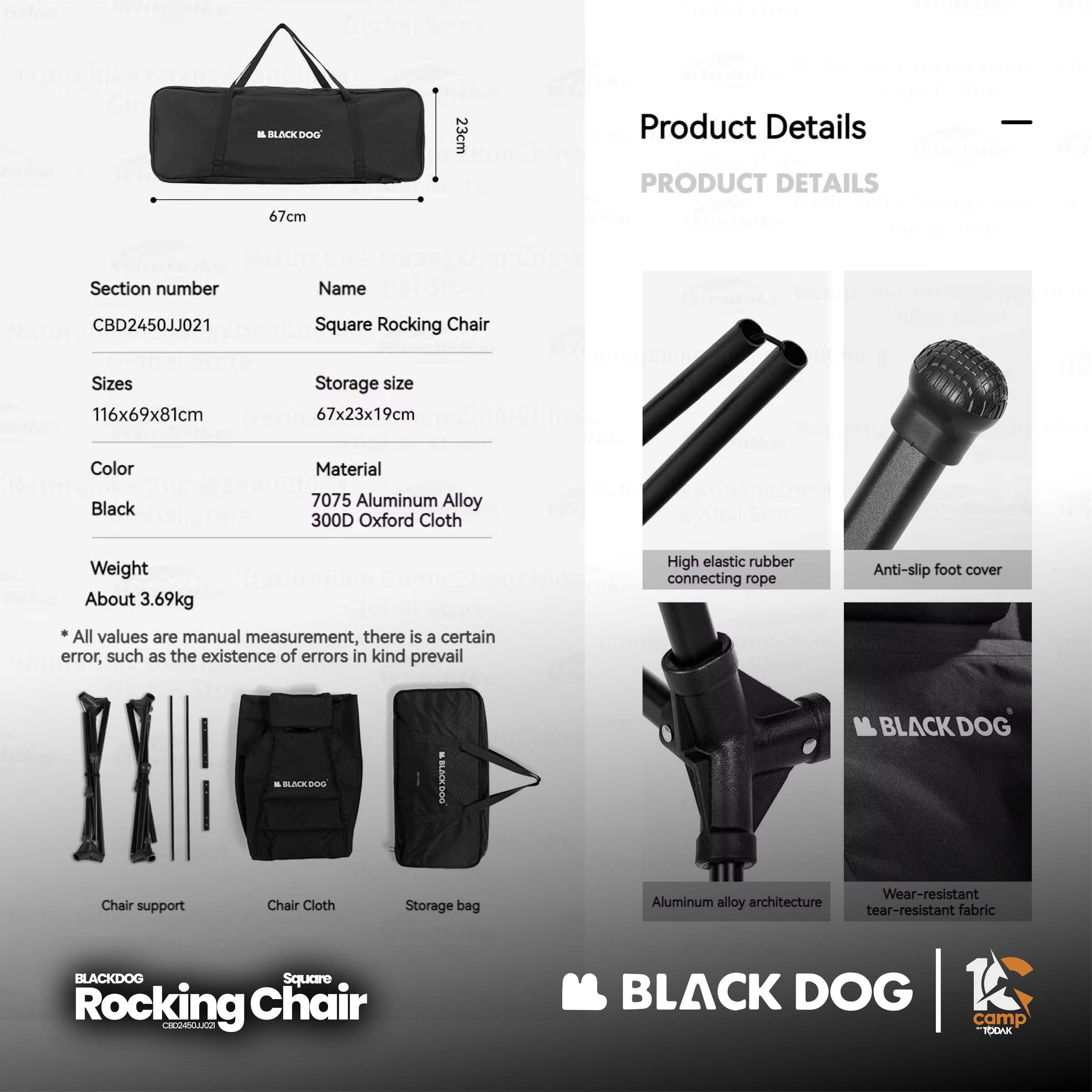 Kerusi Goyang Lipat Blackdog Square Rocking Chair