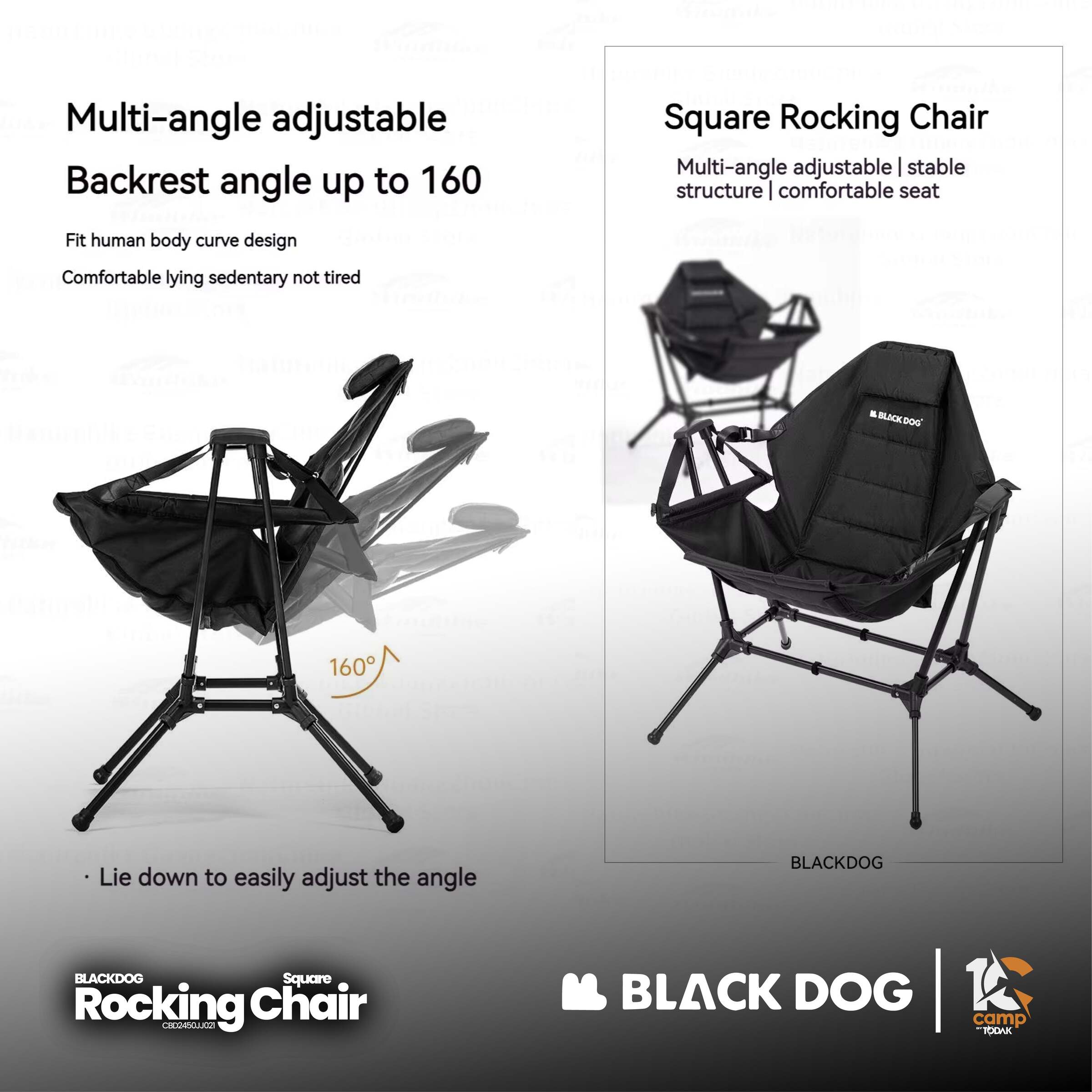 Kerusi Goyang Lipat Blackdog Square Rocking Chair