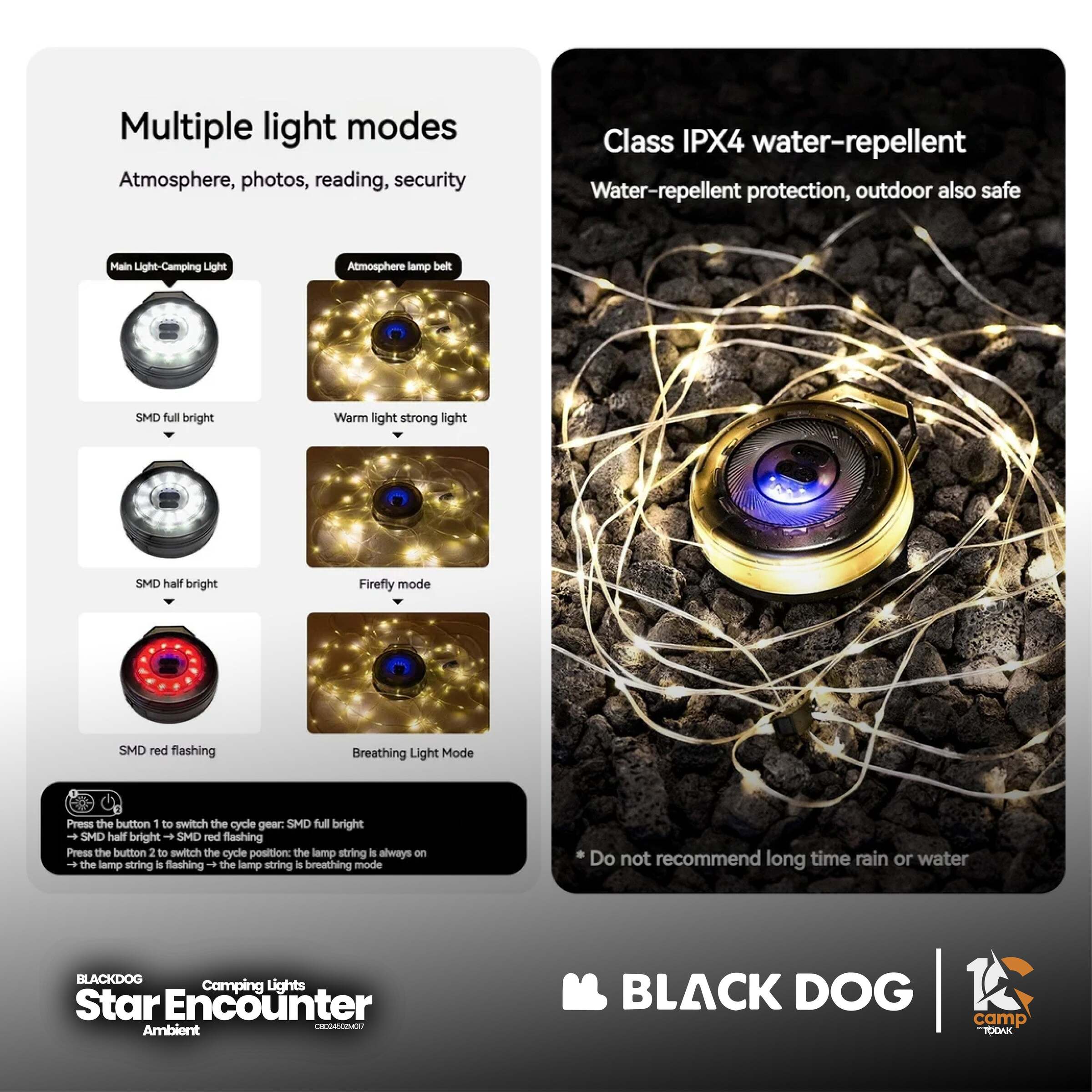 Lampu Camping Ambient Blackdog 2000mAh