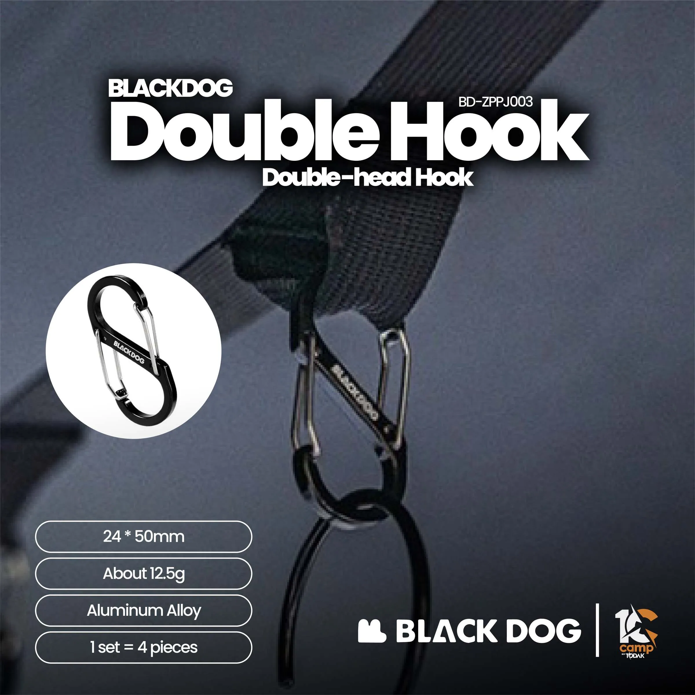 Cangkuk Aluminium Dua Kepala Blackdog BD-ZPPJ003