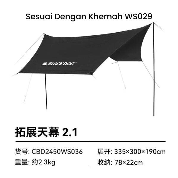 Kanopi Sambungan Khemah Automatik Blackdog 2.1
