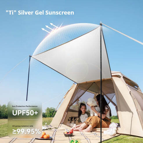 BLACKDOG CBD2550WS015 - Leisure (Xianju) 2.4base - Automatic Tent,Two Doors,Two Windows - Khaki (Ti Black Coat)