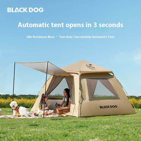 BLACKDOG CBD2550WS015 - Leisure (Xianju) 2.4base - Automatic Tent,Two Doors,Two Windows - Khaki (Ti Black Coat)