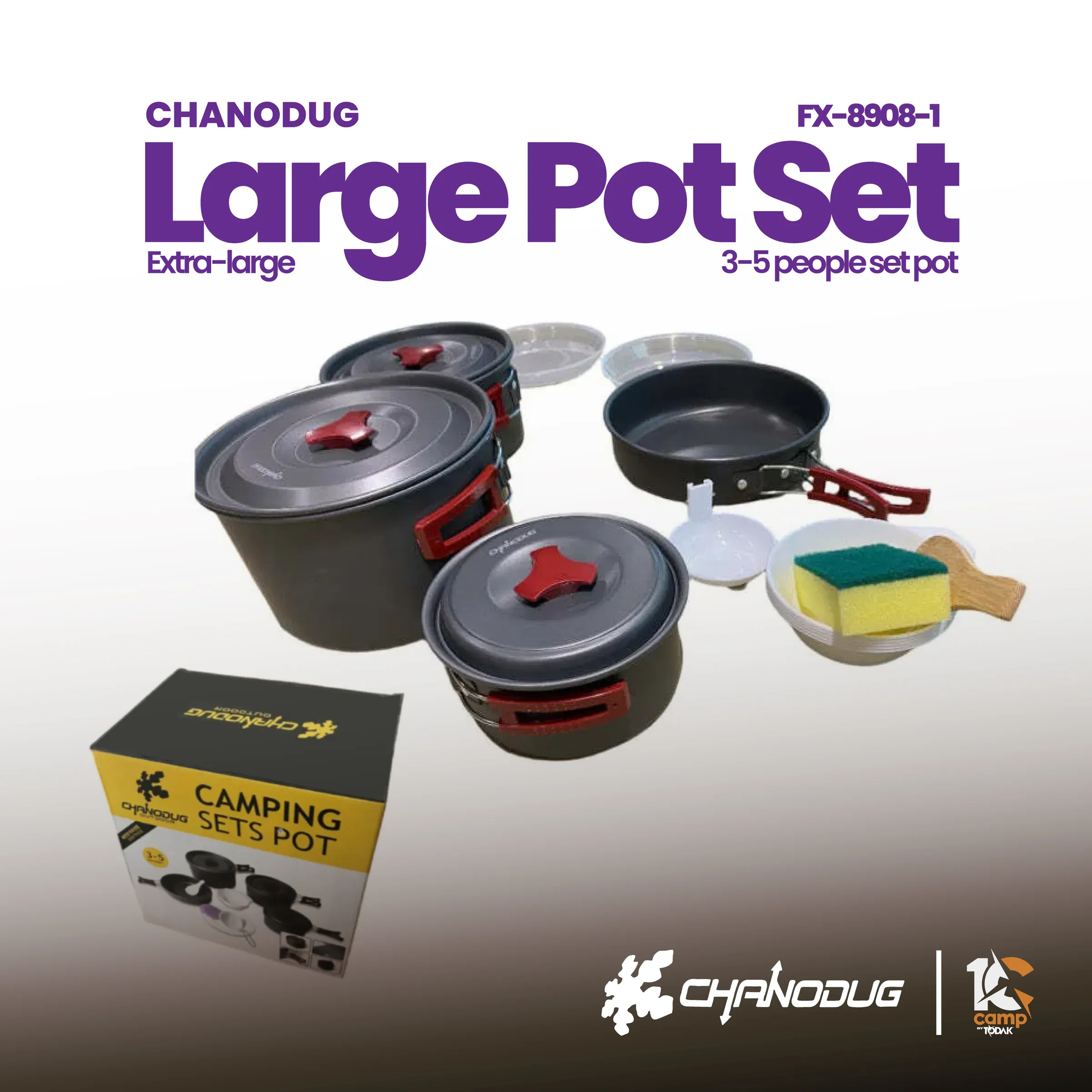 Set Periuk Camping Extra Besar Chanodug 3-5 Orang