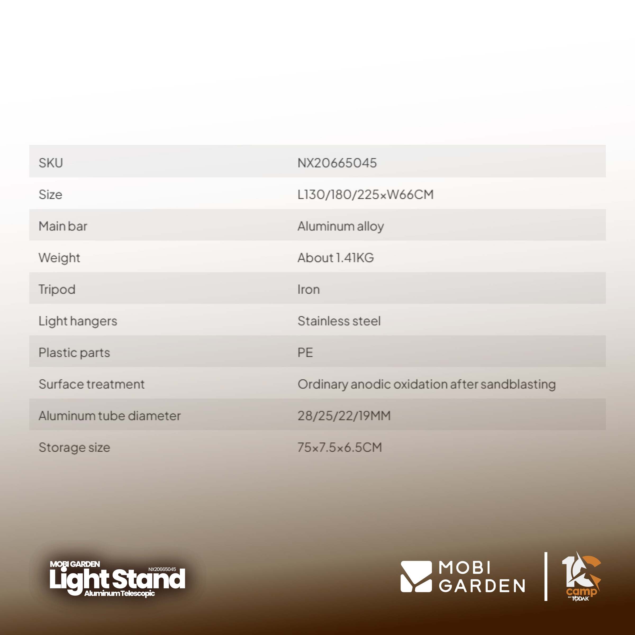 Tiang Lampu Teleskopik Aluminium Mobi Garden Fengxue