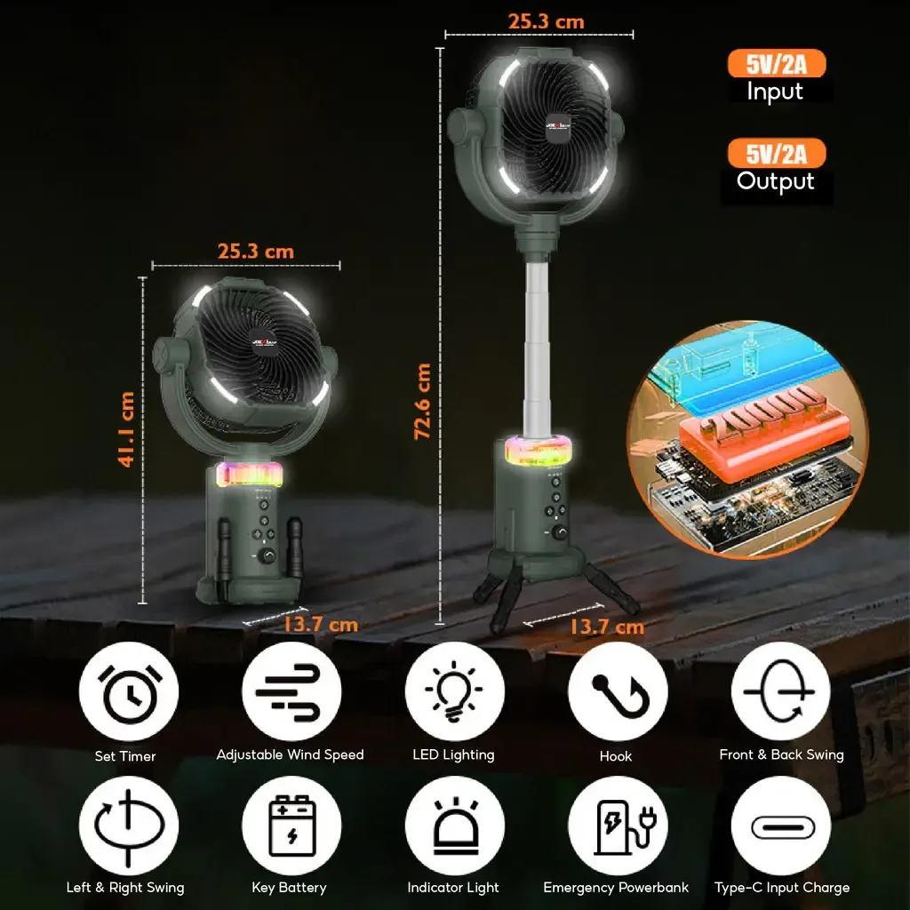 Kipas Camping Mudah Alih HW-009