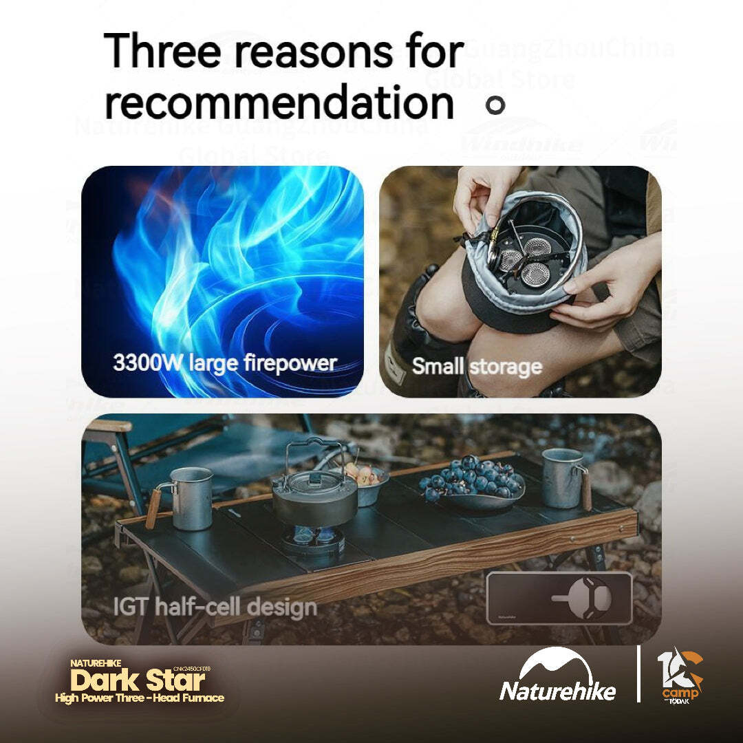 Dapur Gas 3 Pembakar Naturehike Dark Star 3300W