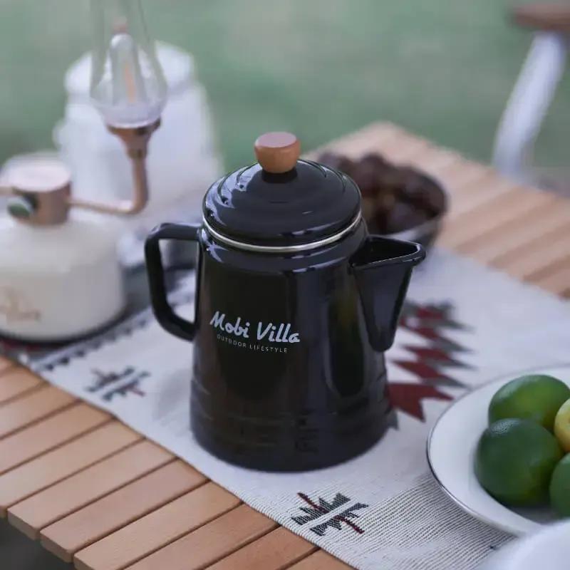 Cerek Kopi Enamel Mobi Garden