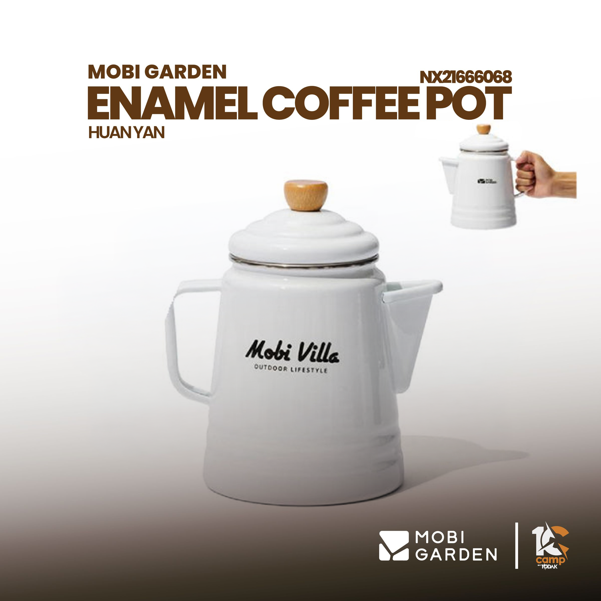 Cerek Kopi Enamel Mobi Garden