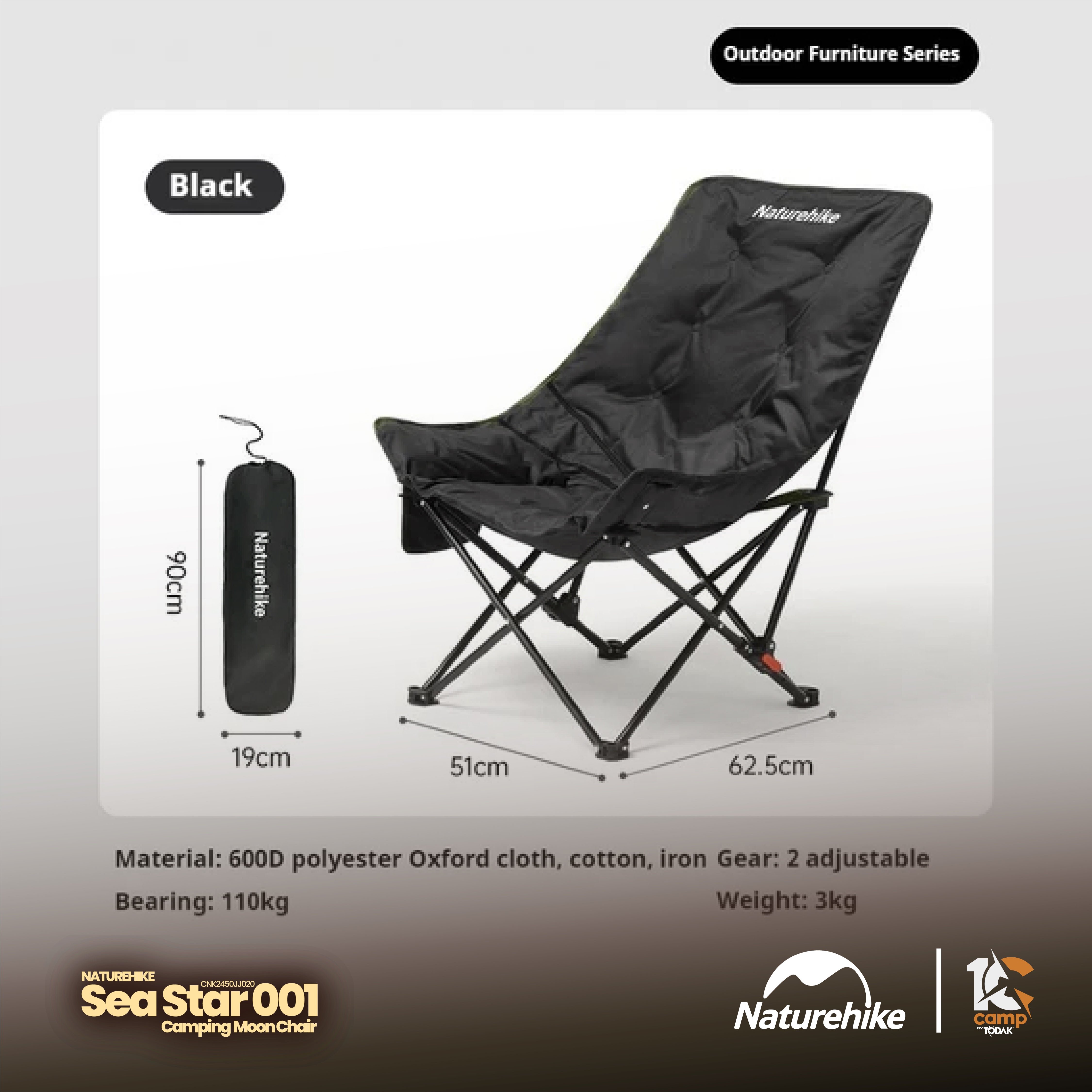 Kerusi Moon Chair High Back Naturehike Sea Star 001