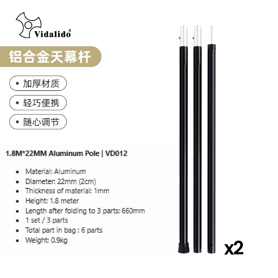 Tiang Khemah Besi Vidalido 2.2m×19mm
