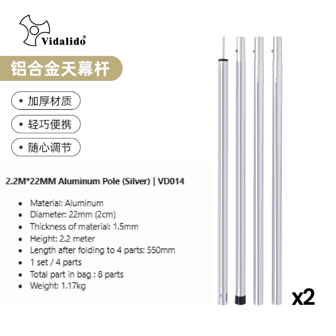 Tiang Khemah Besi Vidalido 2.2m×19mm